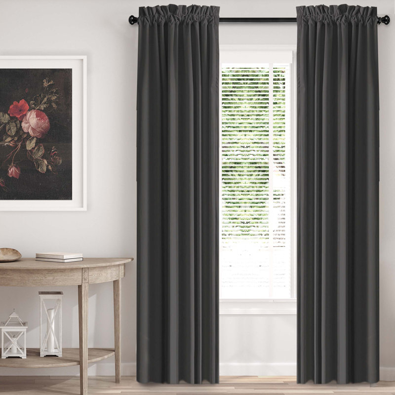 Velvet Room Darkening Curtain Pair, Gray, 50" x 144" 