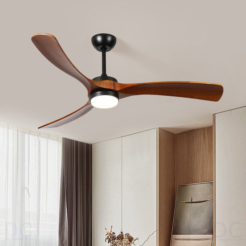 60-Inch 3-Blade Solid Wood Ceiling Fan Light