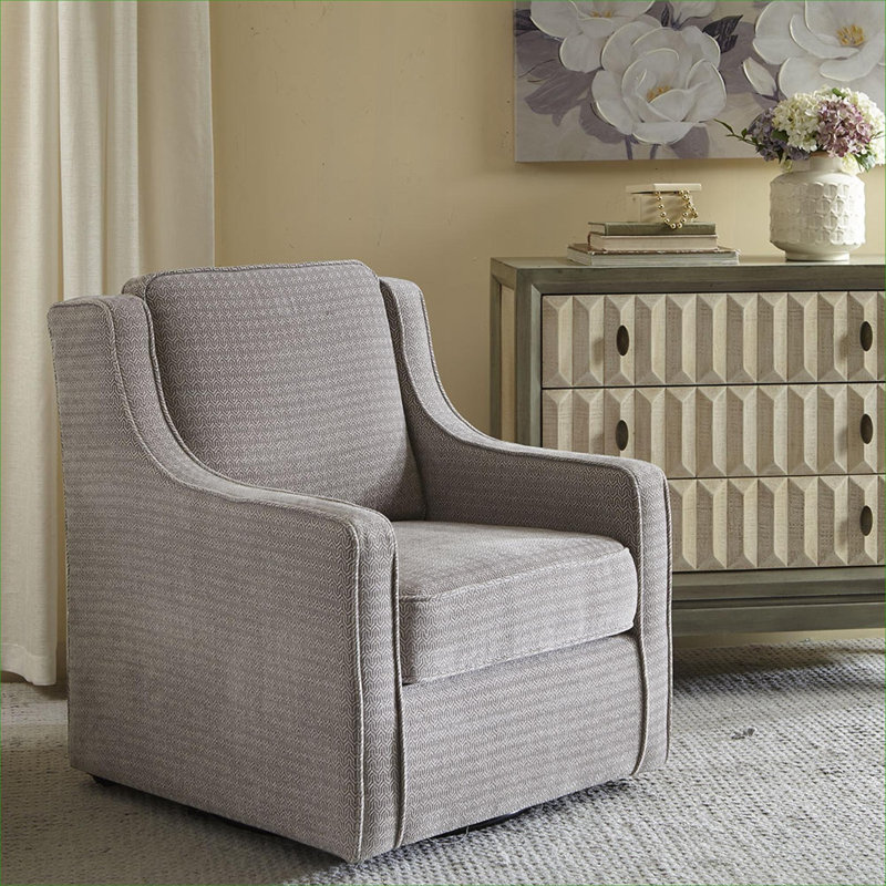 Fauteuil pivotant d'appoint de salon avec cadre en bois massif gris froid et rotation à 360 degrés, Grey