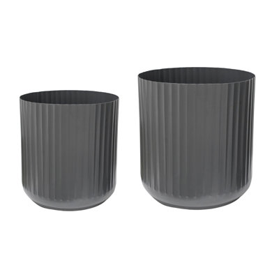 Ivyline Outdoor Hudson Corrugated Planters Set Of Metal Pot Planter
