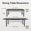 Table de salle à manger extensible automatique en aluminium pour 8 personnes L 96,5 po x l 35,5 po avec rallonge cachée