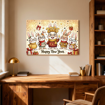 Animals Happy New Year Bunny Celebration 2026