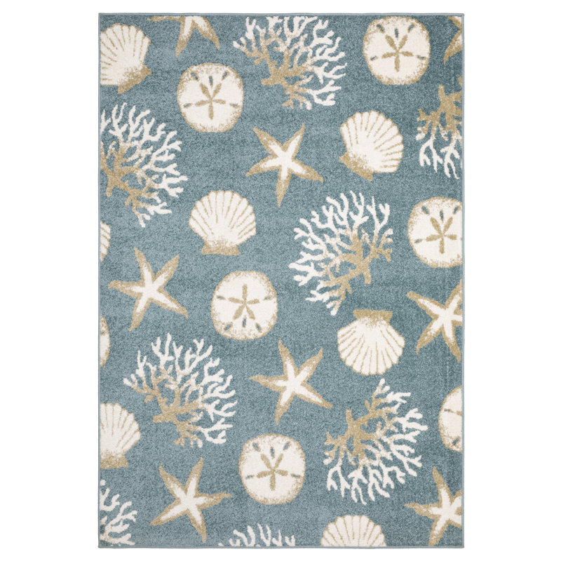 Hennings Nautical Escape Blue/ Beige Area Rug, Runner 2' x 7'
