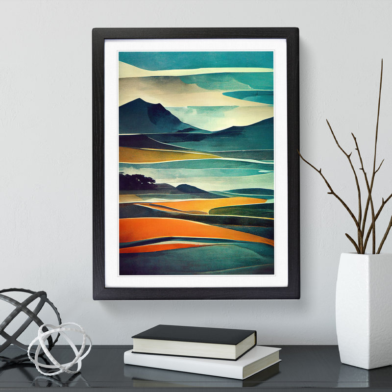 Mountain Landscape Abstract No.1 - Framed Print, 64cm H x 46cm W x 2cm D, Black