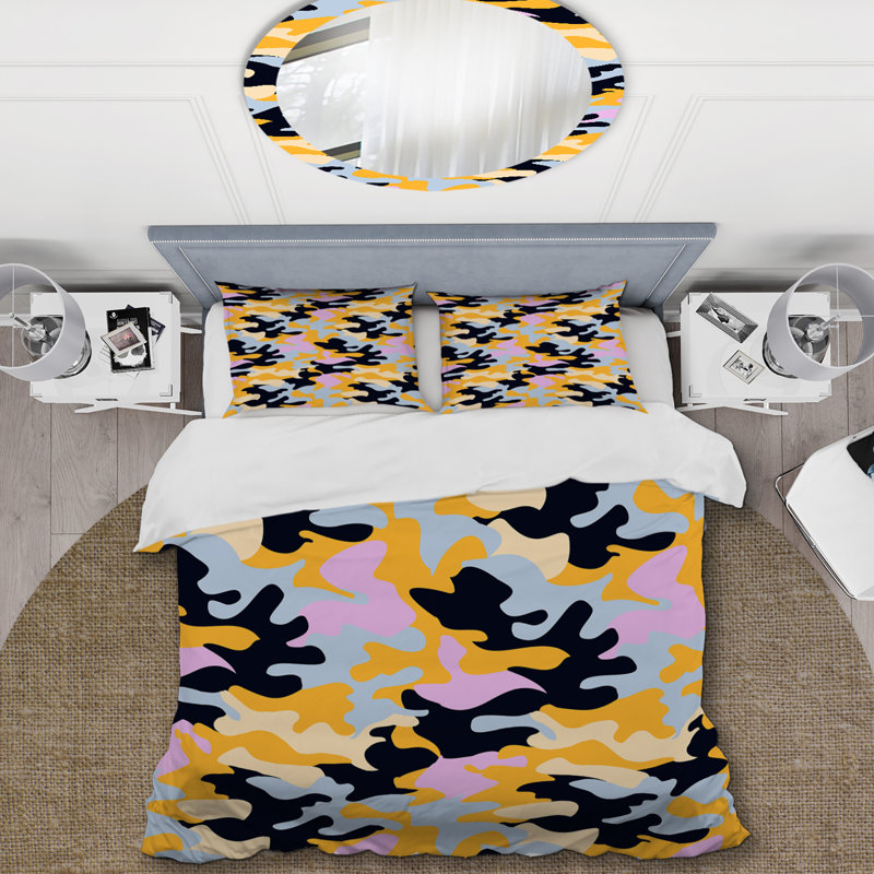 Ensemble de housse de couette en microfibre jaune / noir 2 pièces