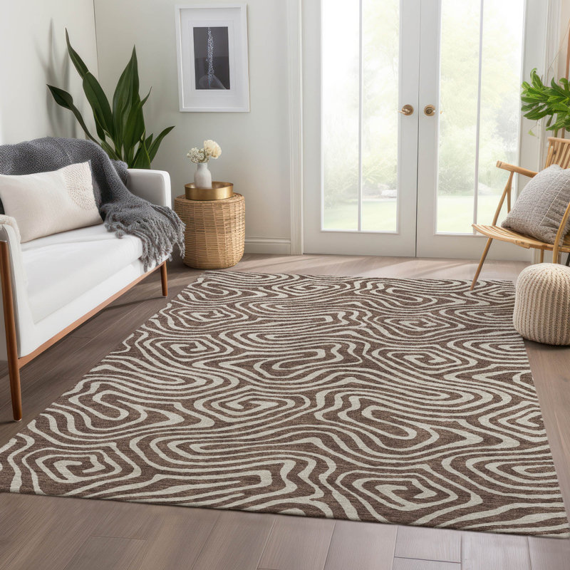 Tapis tourbillon Guada AMF1020 lavable à la machine de qualité supérieure, Rectangle 5 pi x 7 pi 6 po