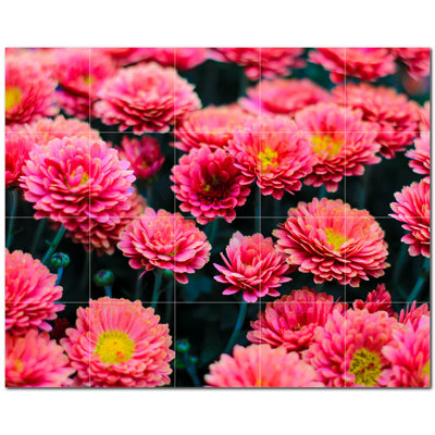 Flowers Photo 4.25'' x 4.25'' Satin Ceramic Decorative Mural