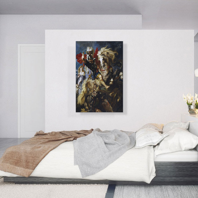 Saint George and the Dragon 1607 par Peter Paul Rubens, reproduction d'art sur toile tendue, H 40 po x l 26 po x P 1,5 po