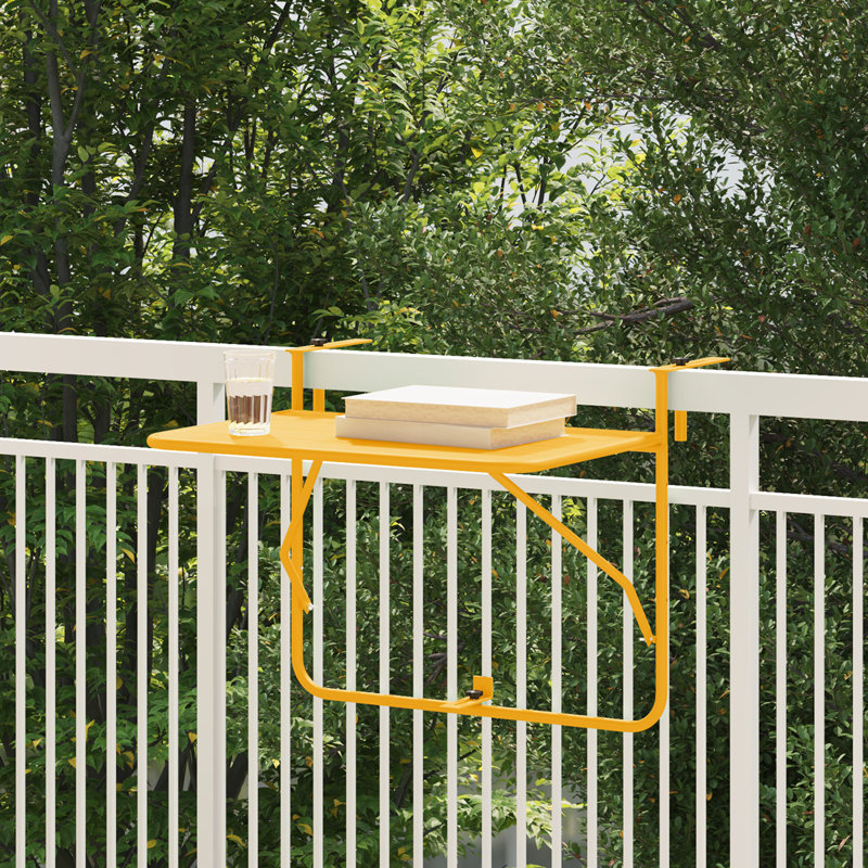 Balcony Table Metal Medium Collapsible Patio Table, Yellow