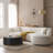 Braylon Boucle Fabric Upholstered 3-Seater Curved Sofa