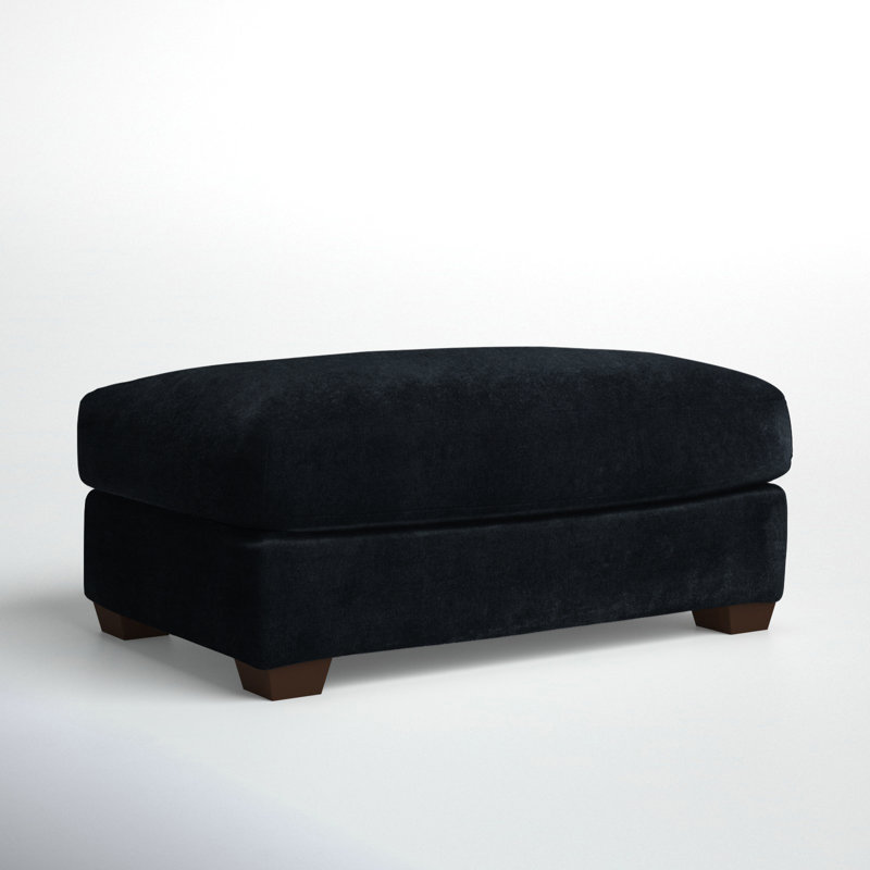 Rhodes Upholstered Ottoman, Bella Ink Blue Performance Velvet
