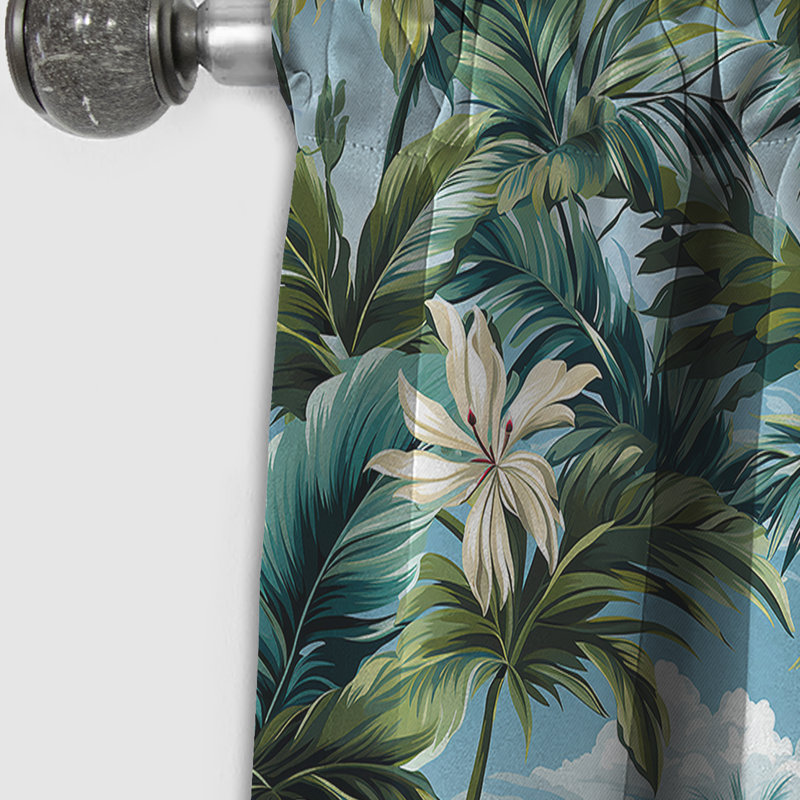 Palmier à motif tropical I - Rideau floral - Rideau occultant floral - 1 panneau, L 52 po x L 84 po