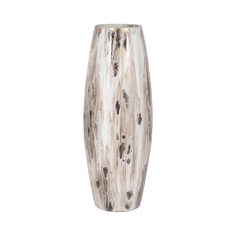 Vase incurvé en verre 31 po, Ivoire ivoire, H 24 po x l 9 po x P 9 po