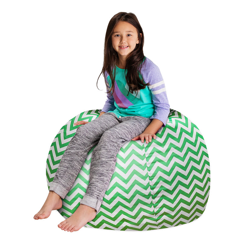 Housse pour fauteuil à billes Kids, Grand - 38 po, Motif de chevron vert et blanc