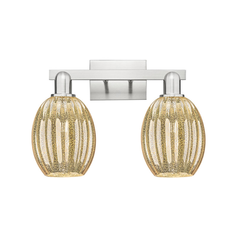 Eldon - Luminaire de salle de bain à abat-jour cloche 16 po 2 lumières, Nickel satiné brossé, Mercure