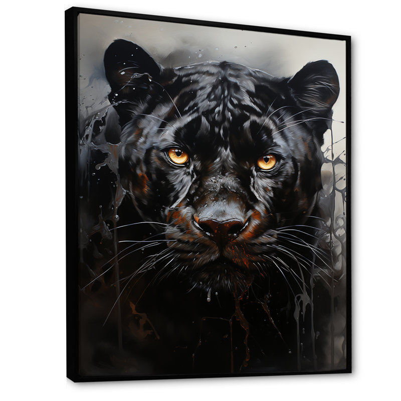 Sleek Panther Stalk - Art mural sur toile avec panthère, Cadre flottant noir, H 20 po x l 12 po