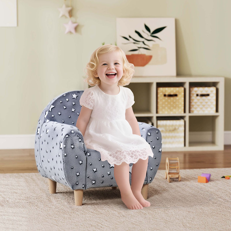 AIYAPLAY Kids Armchair Glow in the Dark Single Chair Toddler Tub Grey