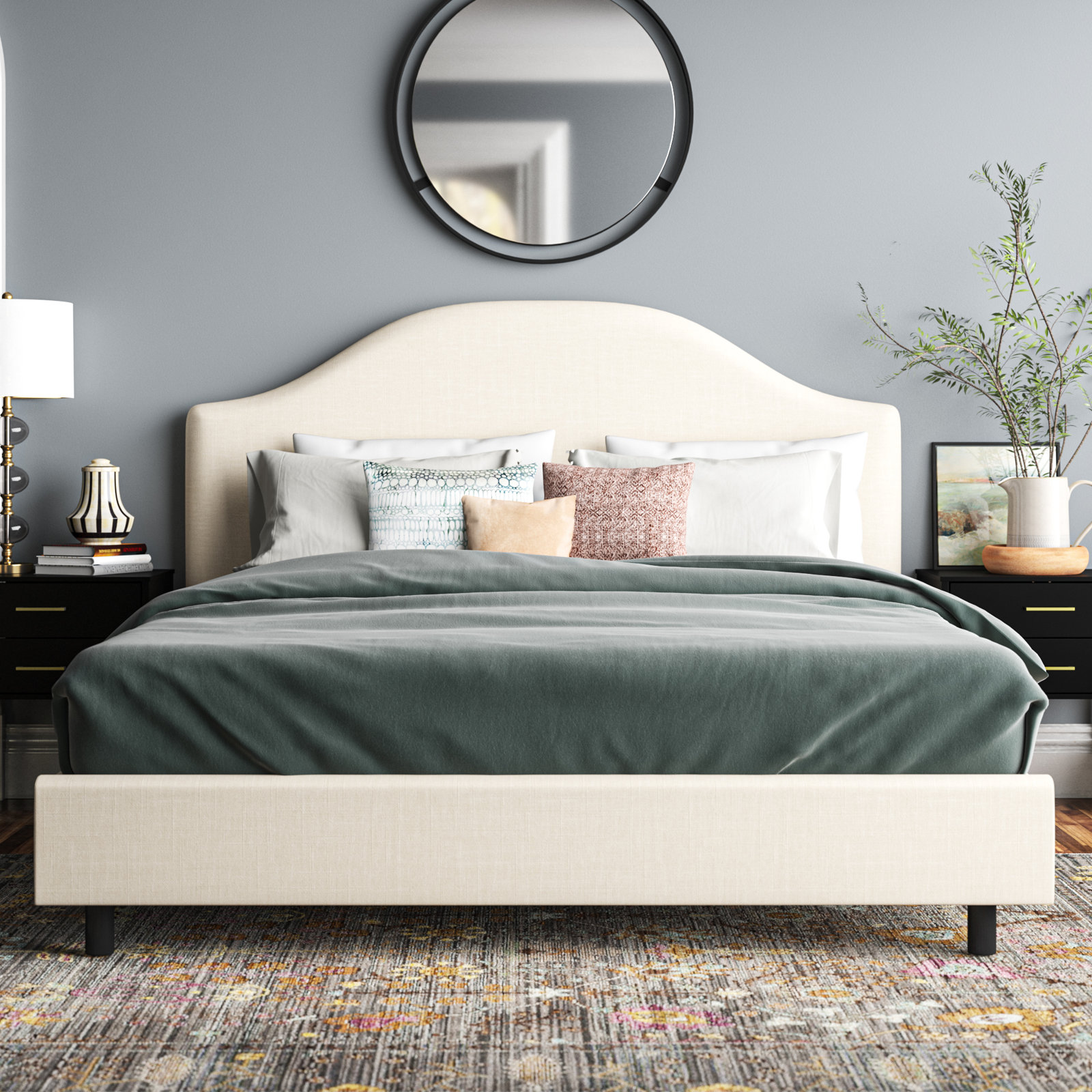 Morris Upholstered Standard Bed, Classic Talc Linen, Queen