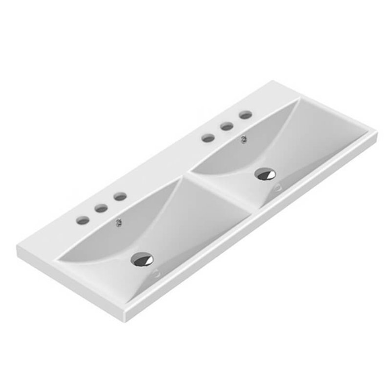 CeraStyle By Nameeks Elite 17.72'' Ceramic Rectangular Bathroom Sink with Overflow, Widespread Faucet