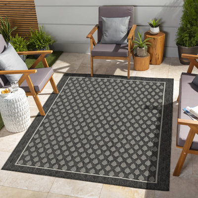 2 pi 7 po Tapis anthracite X 3 Sunshine Gchar2008, polypropylène, teint, pour patio et espaces intérieurs / extérieurs 2,7 7,3 pi