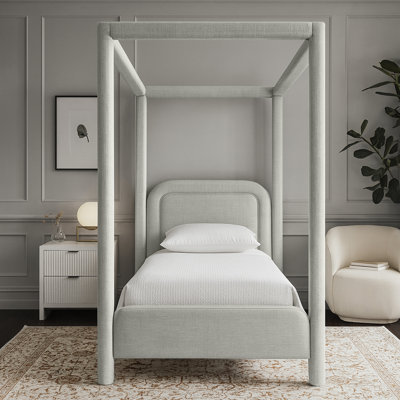 Salina Linen Textured Fabric Upholstered Bed
