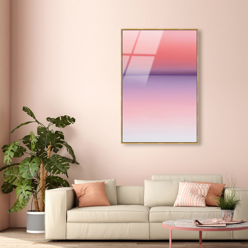 Peach Coastline II Print by Oliver Gal, 37"H x 25"W, Gold Floater Frame