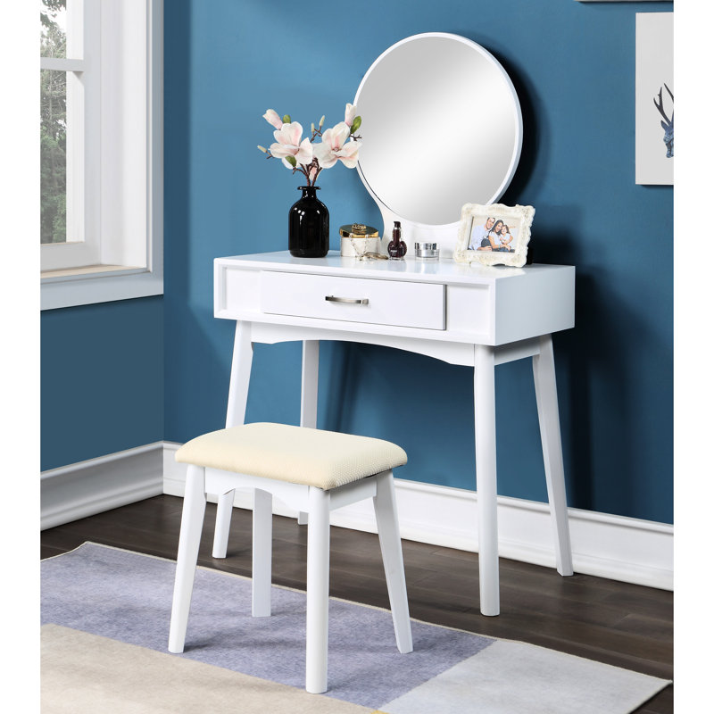 Meuble-lavabo et tabouret blancs, White