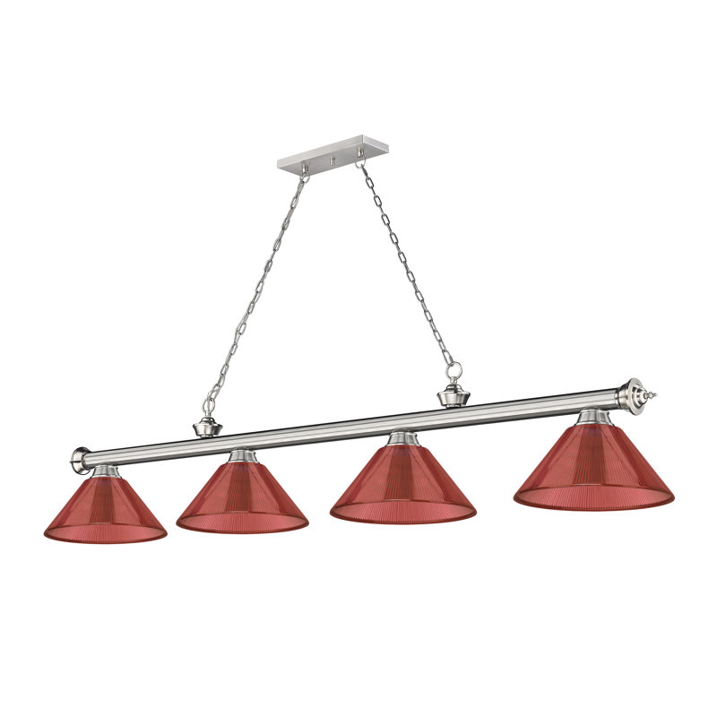 Billard 4 lumières Annaleisa, Rouge, Nickel brossé