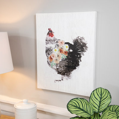 Poule avec fleurs