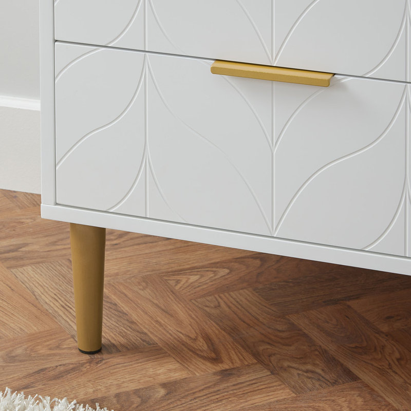 Adams 50cm W Bedside Table, White, Set of 2