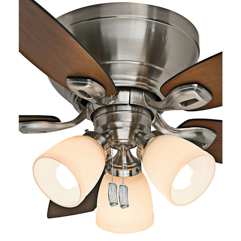 44" Durant 5 - Blade Flush Mount Ceiling Fan with Pull Chain and Light Kit Included, Brushed Nickel