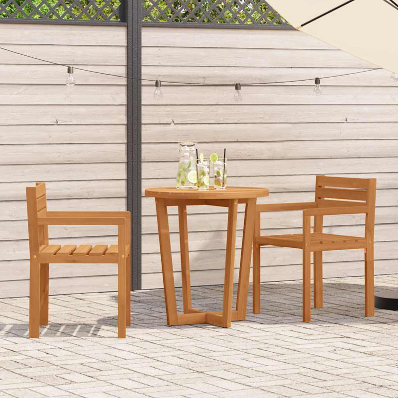 2 - Person Solid Wood Patio Dining Set Round Table