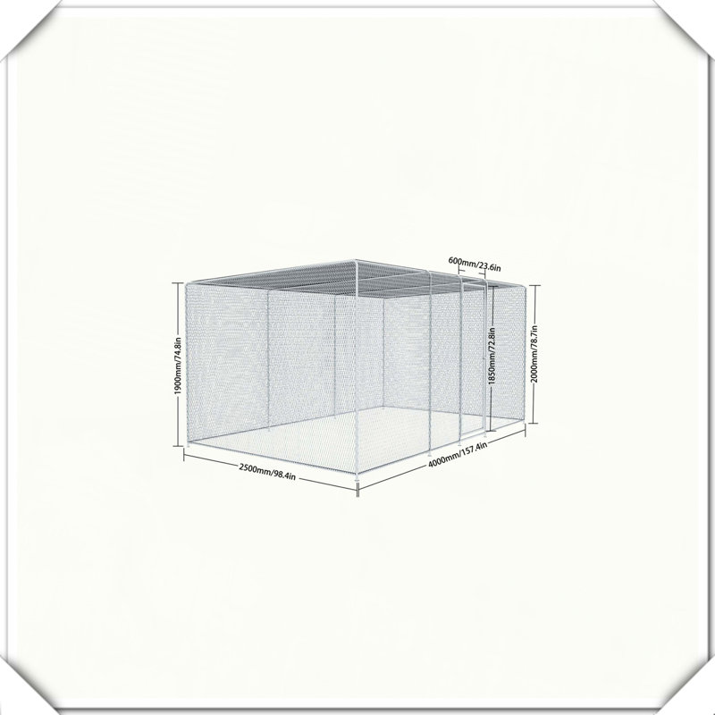 Cage à poules pour l'extérieur, H 78,7 po x l 157,4 po x P 58,4 po