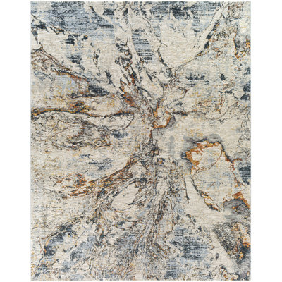 Tapis abstrait beige / safran / bleu