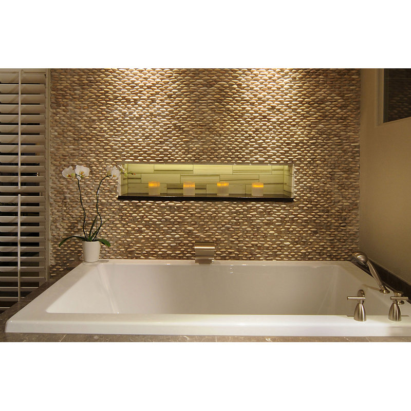 Natural Stone 5 7/8 x 11 3/4 Stacked Pebble Wall Mosaic, Tan