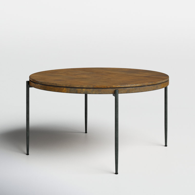 Transitional Bedford 56" Round Extendable Dining Table in Brown Wood