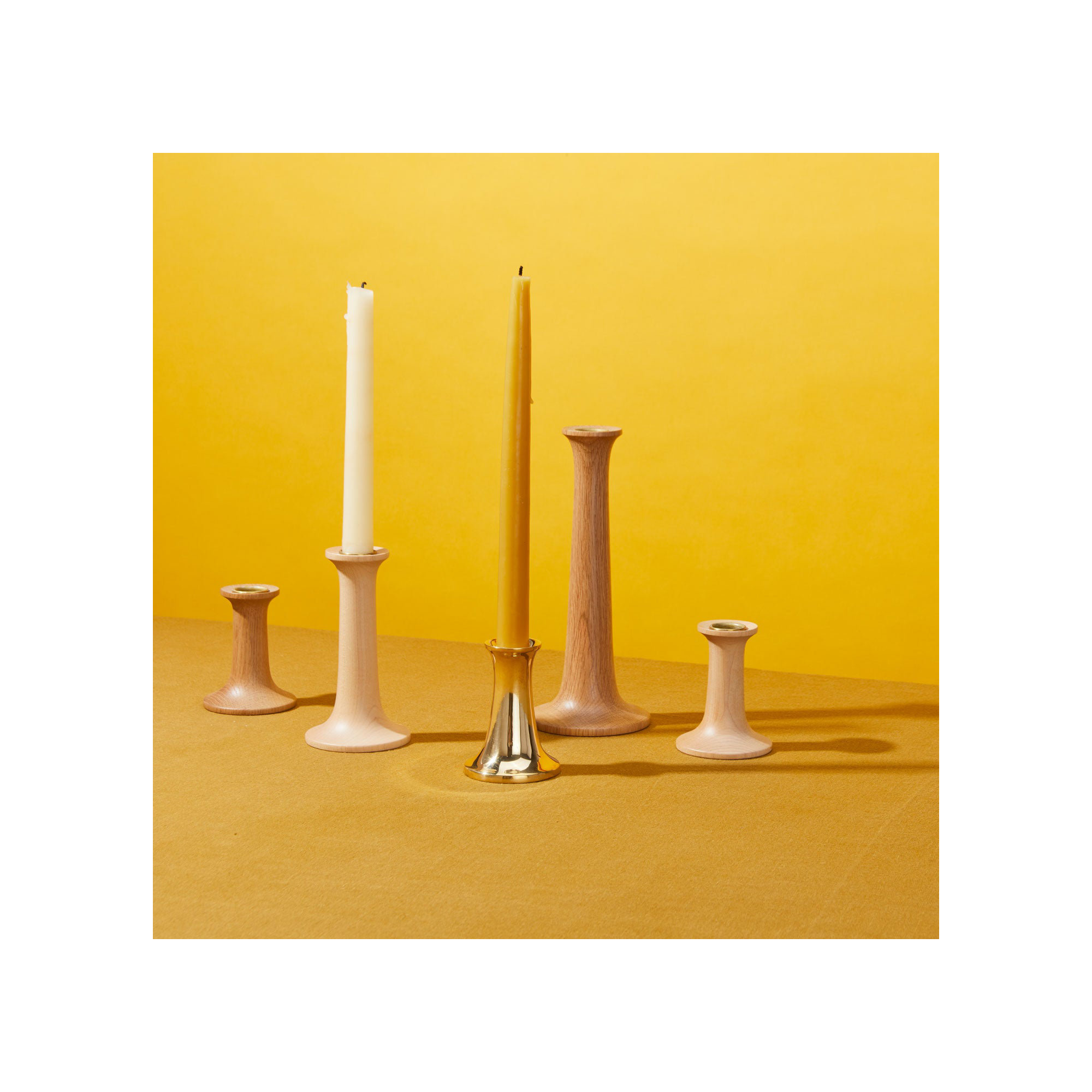 Solid Wood Tabletop Candlestick, 5.5" H x 3.5" W x 3.5" D, Maple