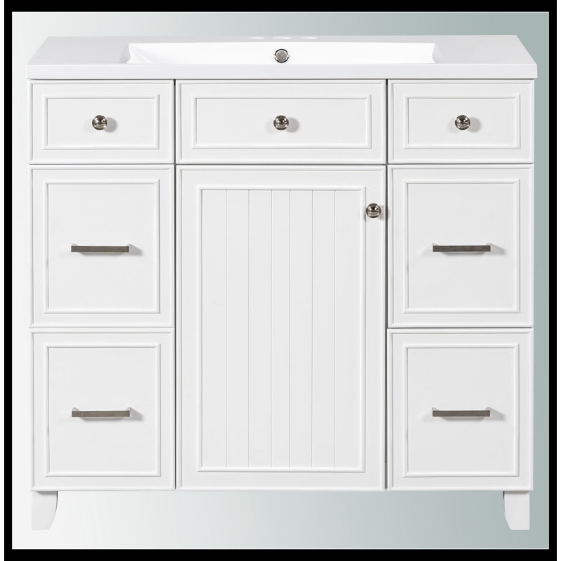 Meuble-lavabo simple 18 po avec plateau Mukadder, Bleu marine