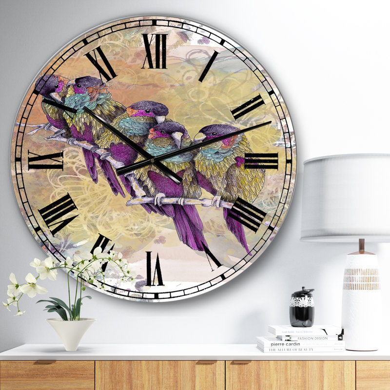 Mauve perroquet mauve - horloge murale surdimensionnée, Surdimensionné