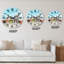 Horloge murale en bois avec grange en bois et porte verte-1660843465