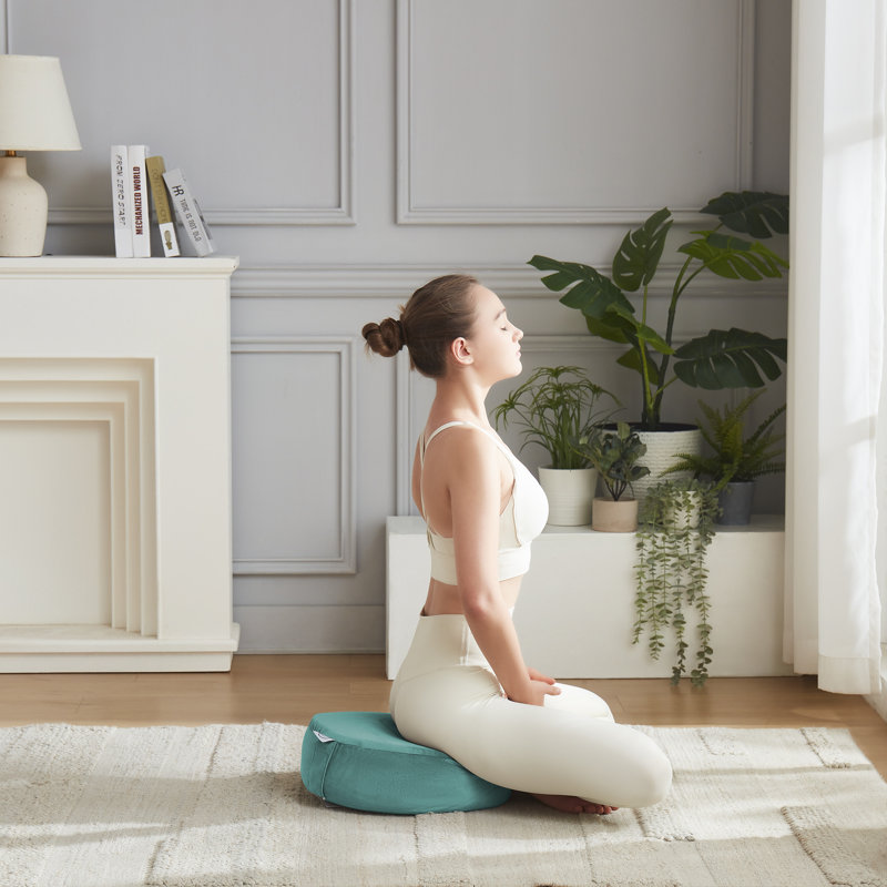 Coussin de méditation, coussin de yoga rond, Sarcelle