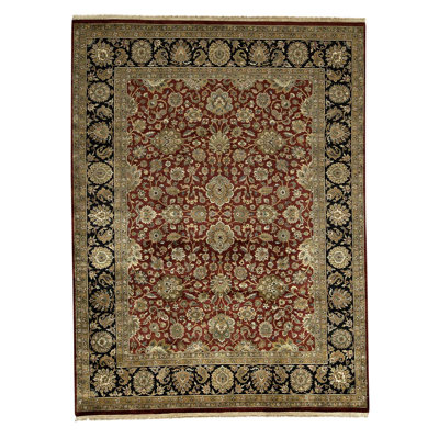 One-of-a-Kind Hand-Knotted 9'2" x 12'2" Area Rug in Black/Red/Dark Sand