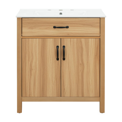 Meuble-lavabo de salle de bain avec comptoir en céramique et armoire de rangement