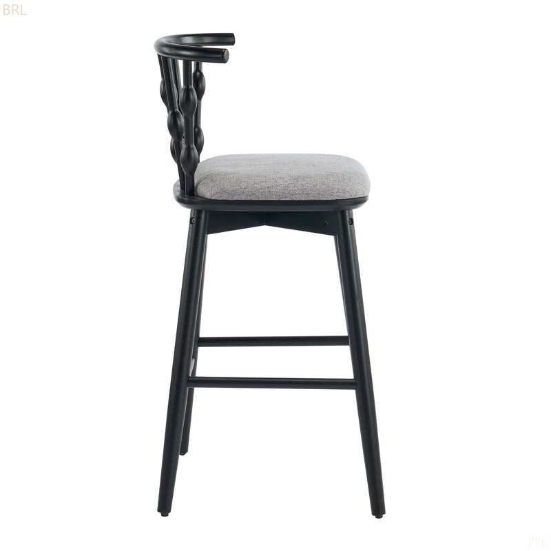Tabouret de bar d'intérieur, ensemble de 2, Siège gris / cadre noir