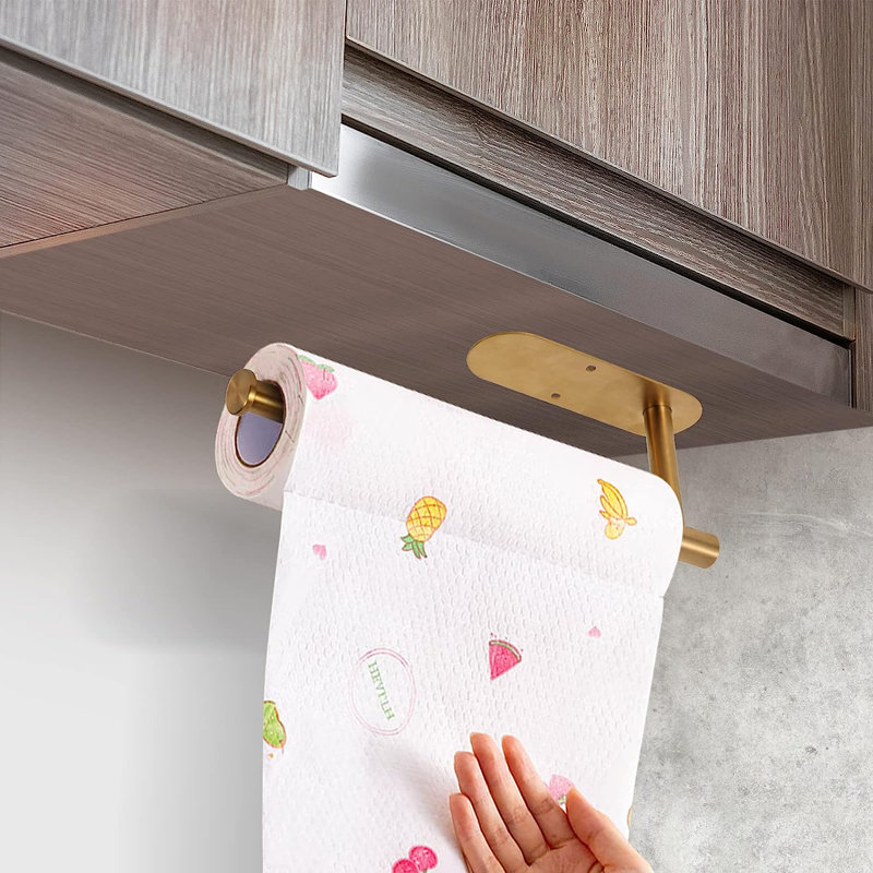 Stainless Steel Wall Paper Towel Holder, Brushed Gold