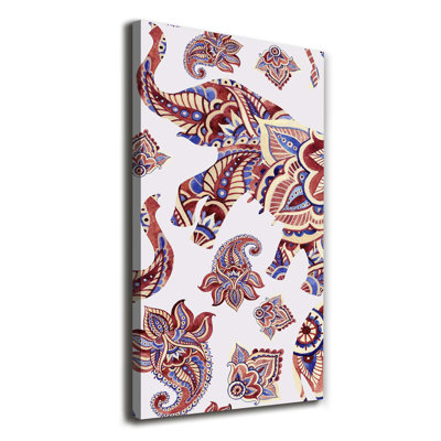Ethnic Elephant Patterns - Wrapped Canvas Print