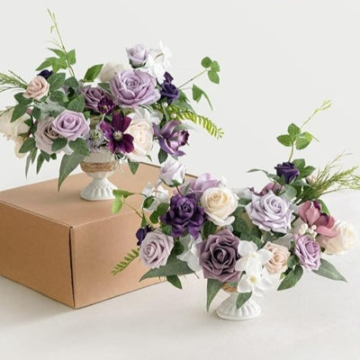 2PCS Rose Wedding Centerpiece Flowers, Wedding Decor Artificial Flower For Ceremony Reception Tabletop Desk Flowers Mantel Archway Aisle, Fake Flowers, Spring Valentine's Day Wedding Decorations(Without Vase)