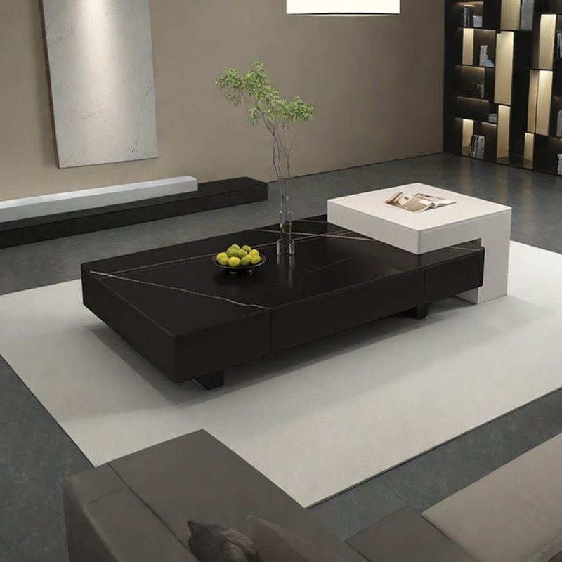 Light luxury rectangular rock table, 13.8" H x 55.1" L x 27.6" W