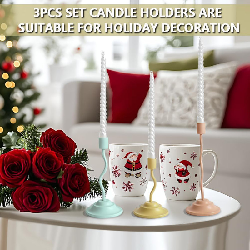 3pcs Colorful Metal Candlestick Holder Set