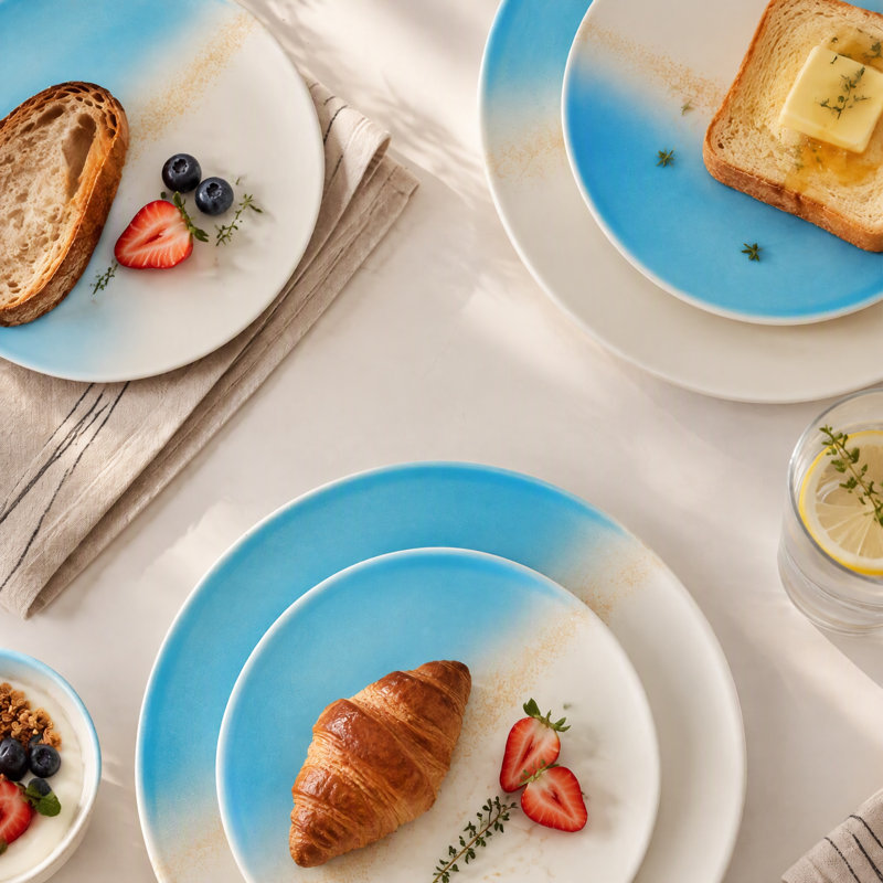 Ensemble d'assiettes à dessert en grès de 21,5 cm (paquet de 6), Bleu